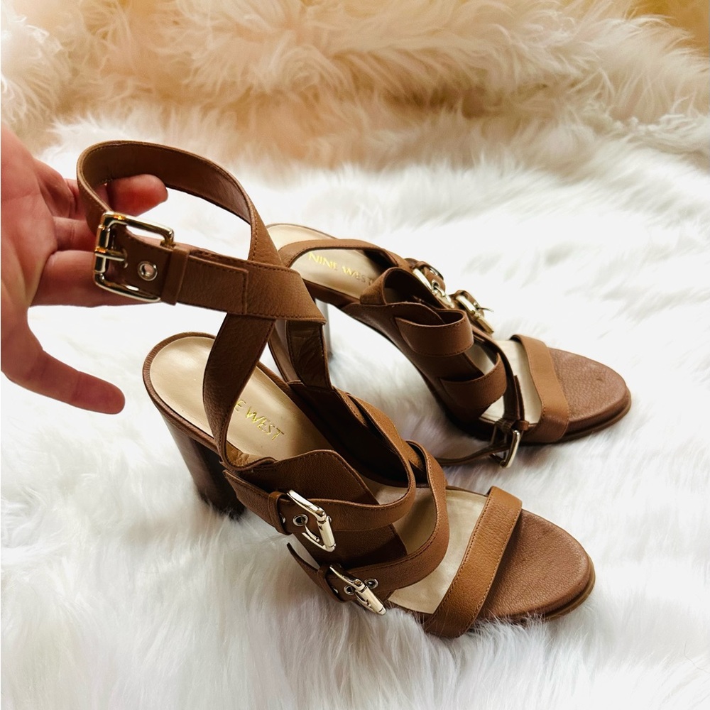 Tan Nine West Strap Heels Size 9